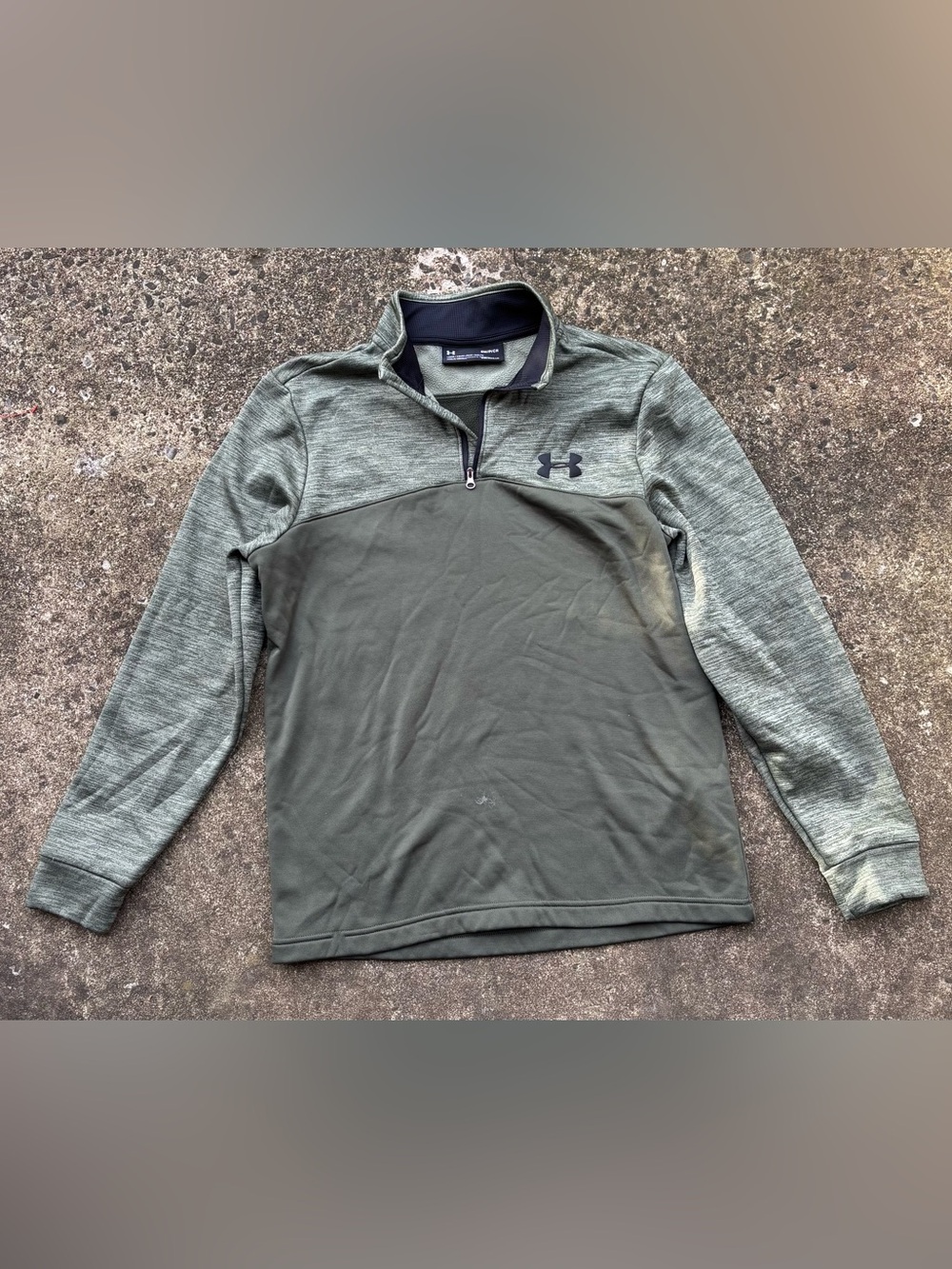 Under Armour Heathered Olive Quarter-Zip Performance Pullover